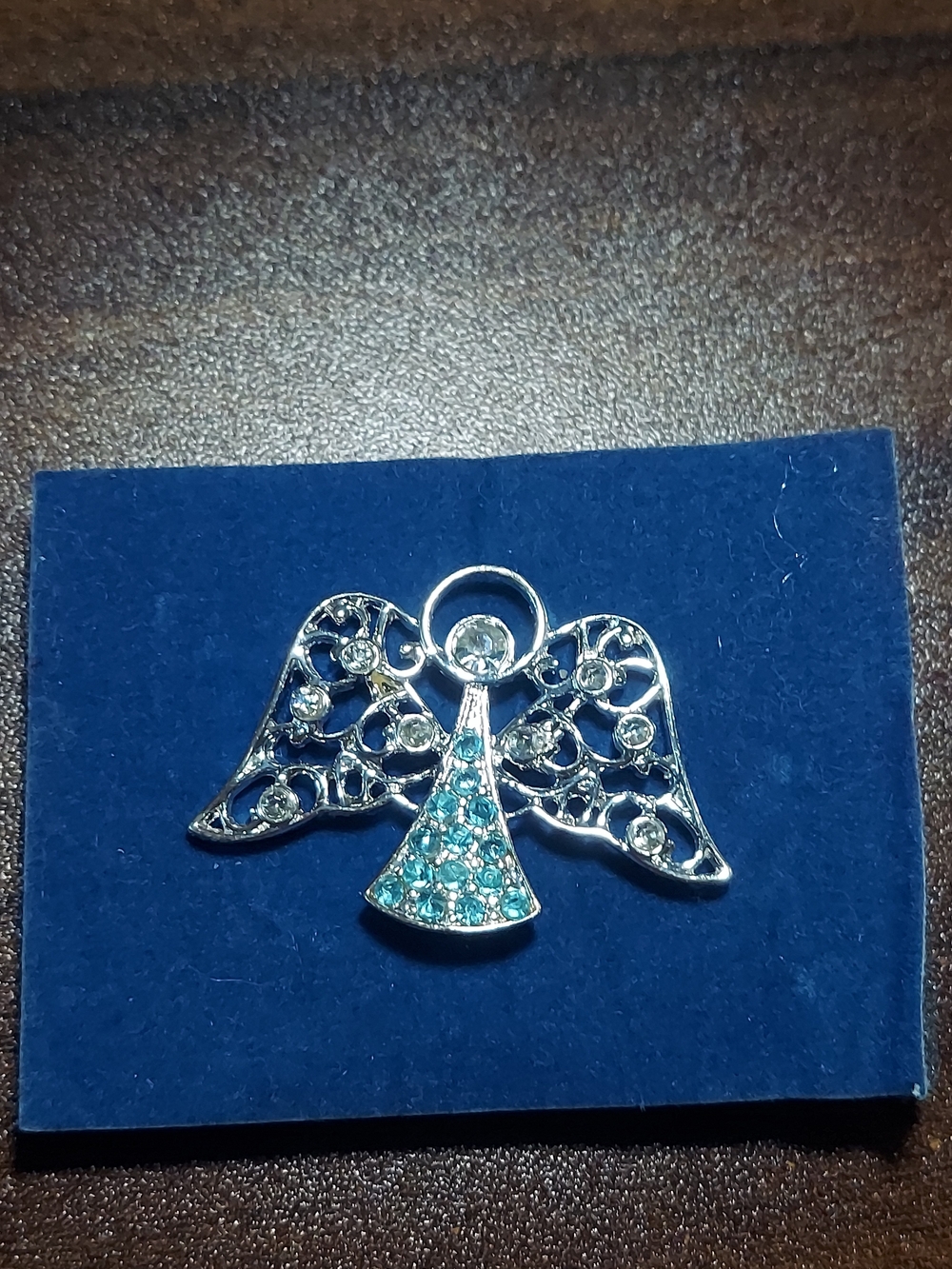 VTG Avon March Birthstone Angel Rhinestone Pin